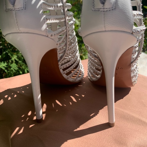 Alaia White Leather Studded Booties - Picture 7 of 13